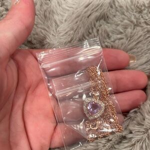 Rose Gold Heart Necklace with Purple Gemstone